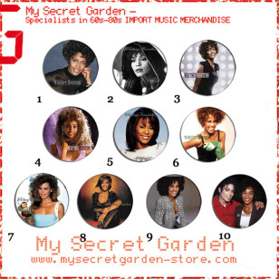 Whitney Houston - Portrait Pinback Button Badge Set 1a or 1b( or Hair Ties / 4.4 cm Badge / Magnet / Keychain Set )